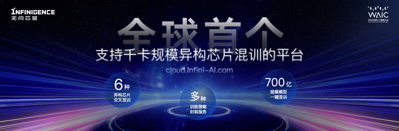 无问芯穹发布全球首个支持单任务千卡规模异构芯片混合训练平台